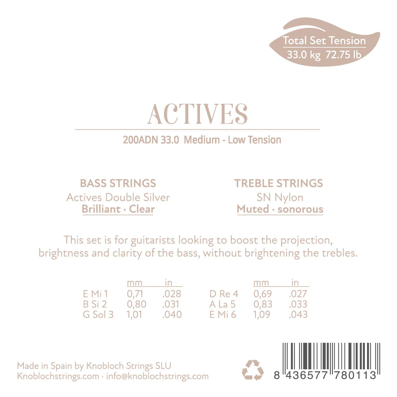 Dây Đàn Guitar Classic Knobloch 200ADN Actives Double Silver SN Nylon