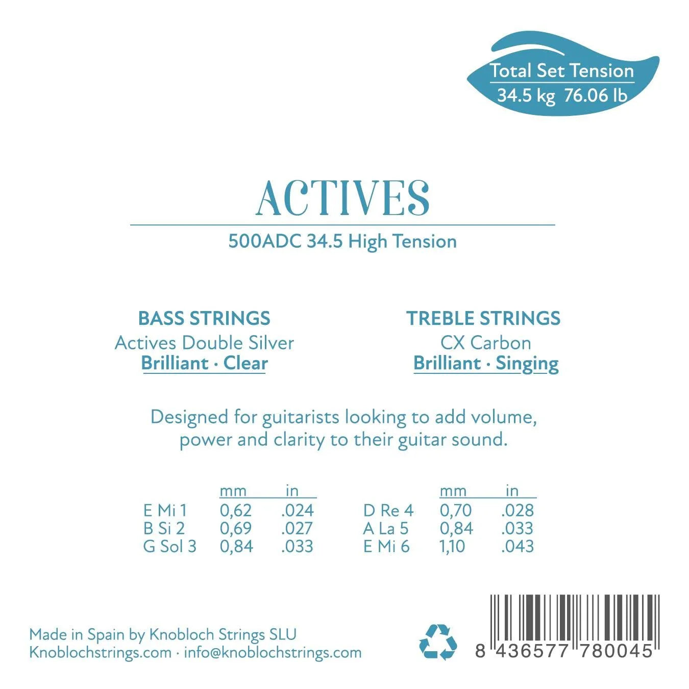 Dây Đàn Guitar Classic Knobloch 500ADC Actives Double Silver CX Carbon