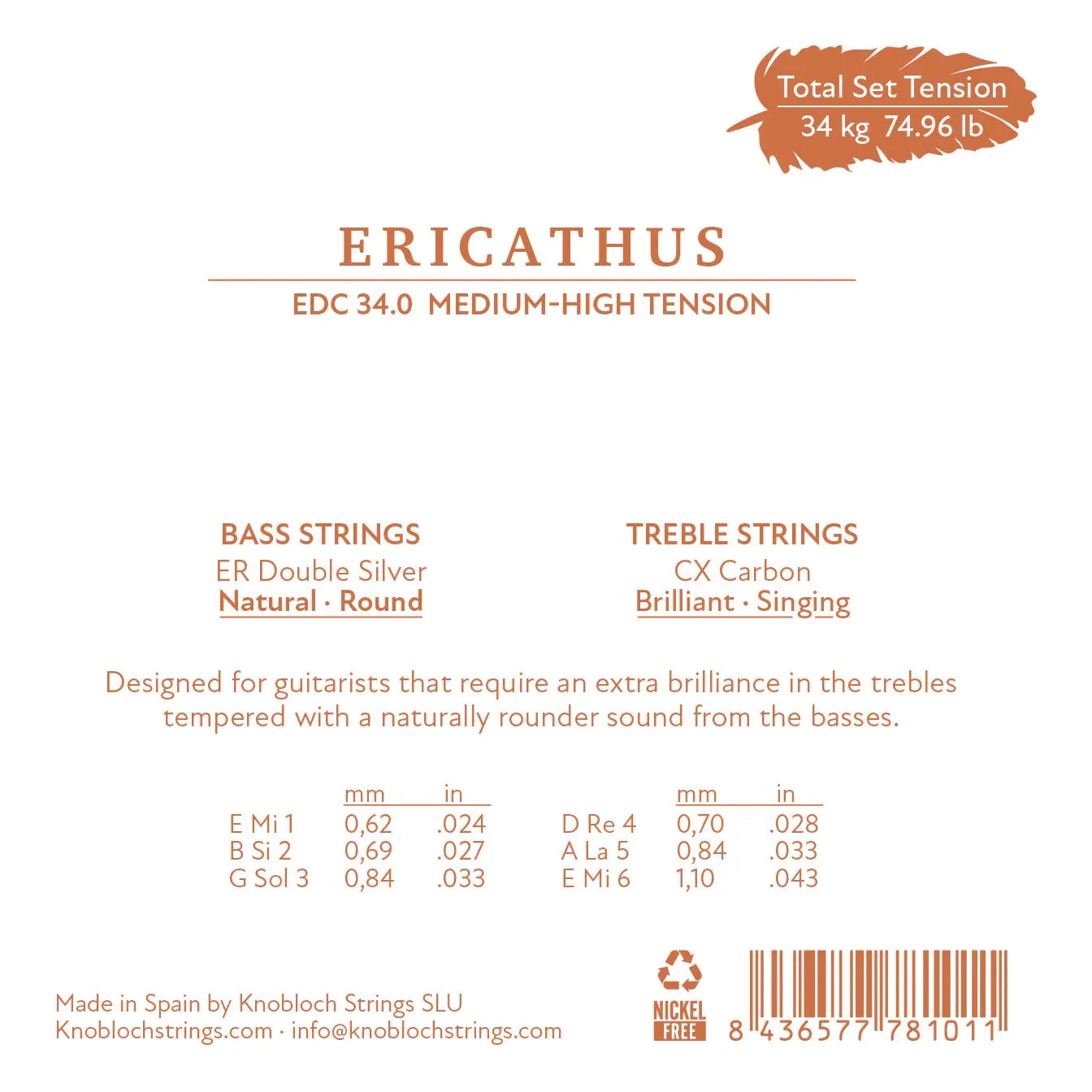 Dây Đàn Guitar Classic Knobloch EDC Erithacus CX Carbon