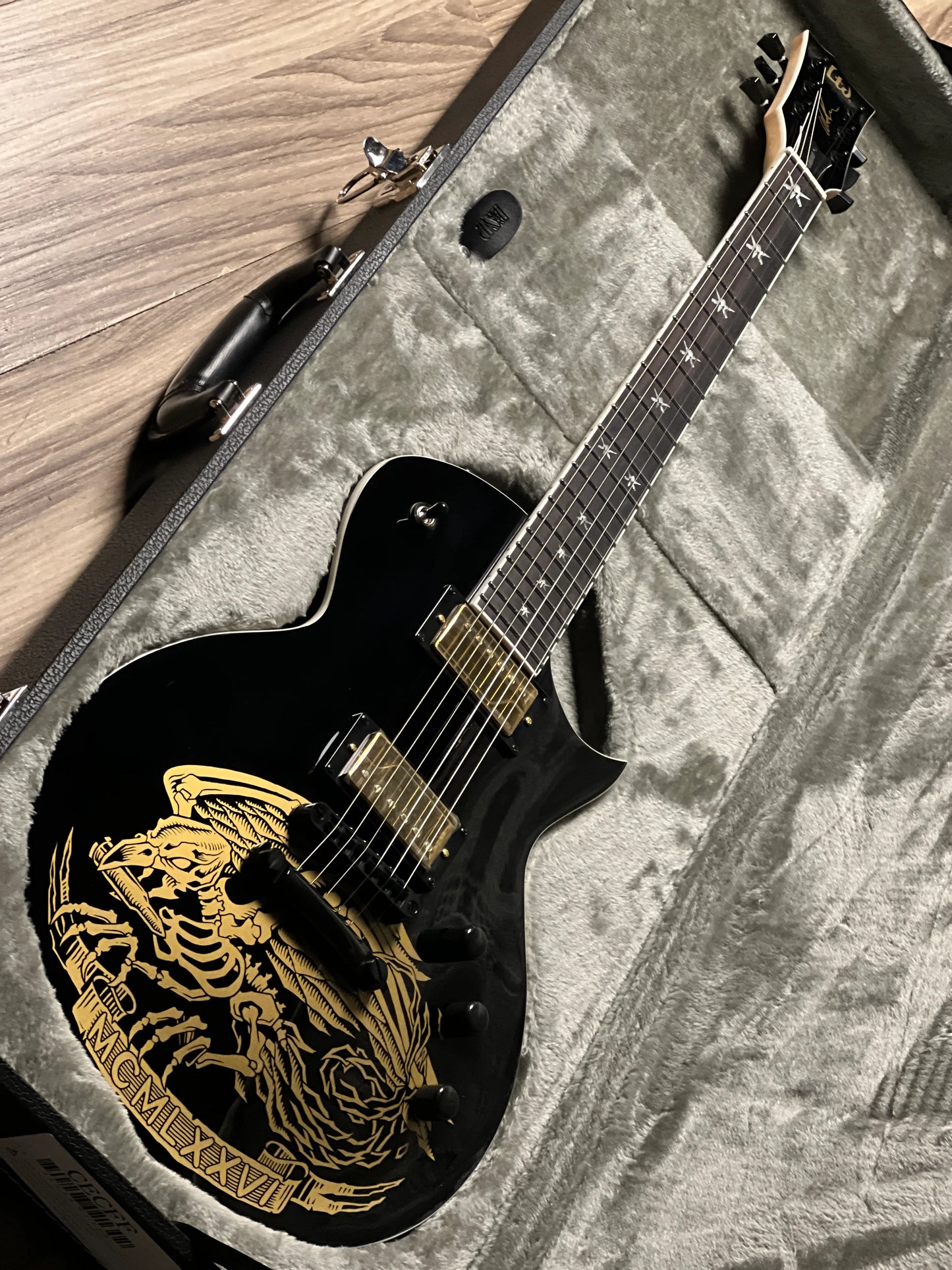 Đàn Guitar Điện ESP Will Adler Warbird Distressed, Distressed Black w/ Warbird Graphic