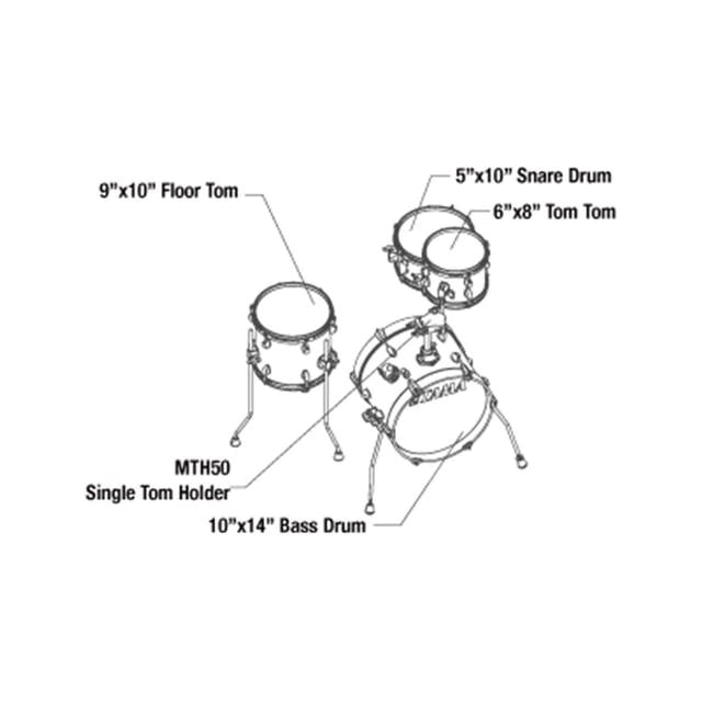 Trống Cơ TAMA LJK44H4-CPM Club-JAM Flyer 4-Piece w/ HardwareThrone, Candy Apple Mist-King Music