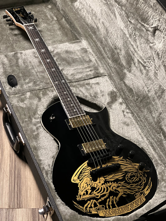 Đàn Guitar Điện ESP Will Adler Warbird Distressed, Distressed Black w/ Warbird Graphic