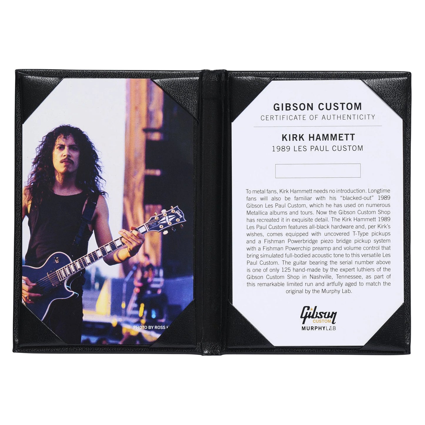 Đàn Guitar Điện Gibson Custom Kirk Hammett 1989 Les Paul Custom HH, Ebony Fingerboard, Ebony