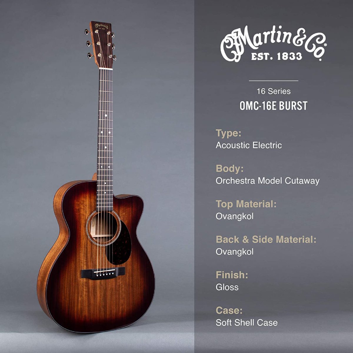 Đàn Guitar Acoustic Martin OMC-16E Burst 16 Series-King Music