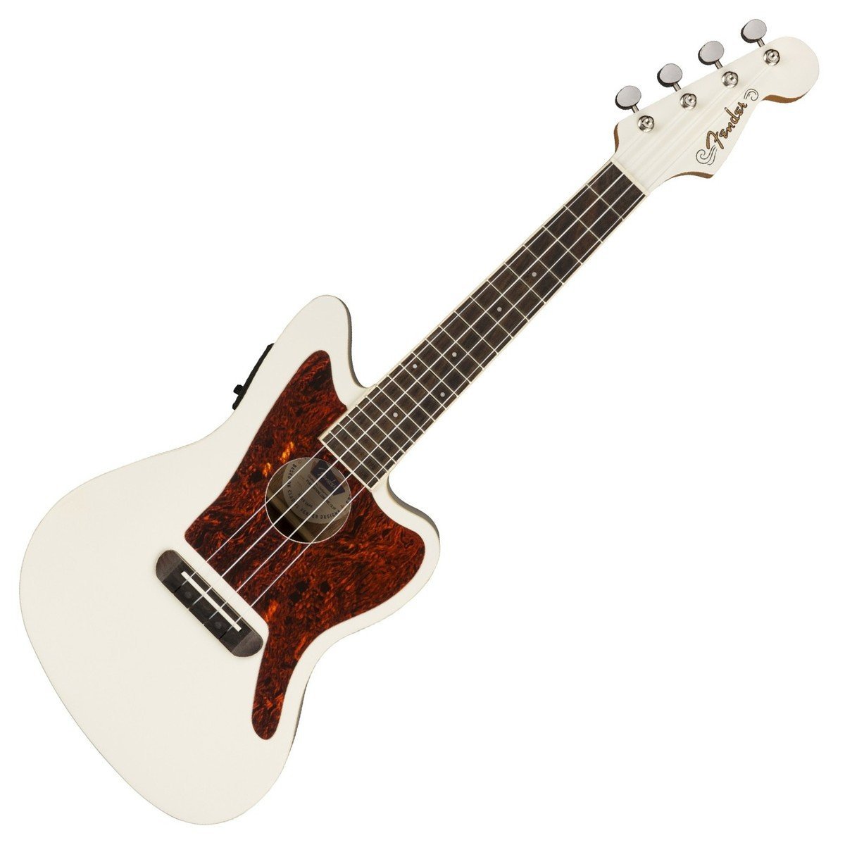 Đàn Ukulele Fender Fullerton Jazzmaster FB Walnut Concert, Olympic White-King Music